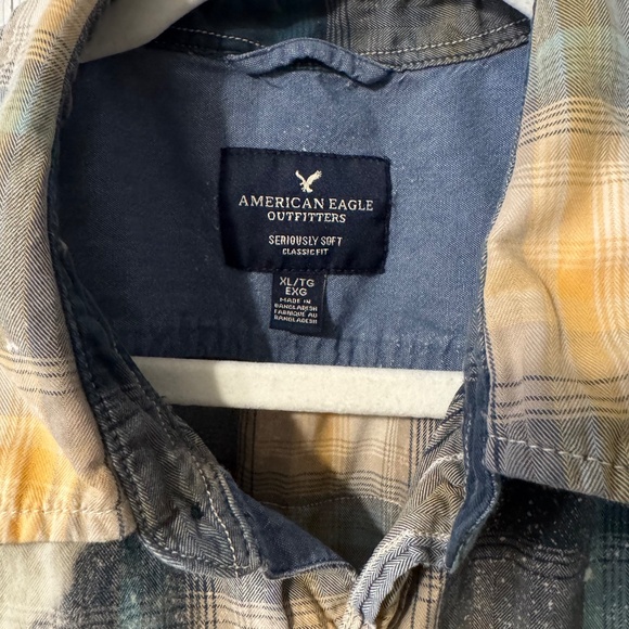 Handmade American Eagle Boho Upcycled Graphic Peace Bleached Flannel - Size XL - Picture 2 of 5